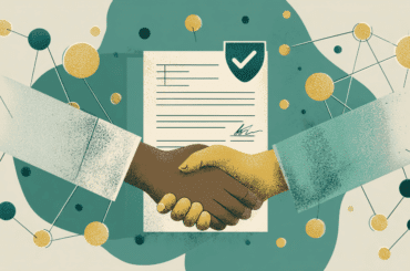 رسم توضيحي بأسلوب فني حديث يظهر عملية التدقيق القانوني (Due Diligence)، حيث يقوم شخصيات بفحص مستندات وبيانات شركة باستخدام عدسة مكبرة، بألوان هوية تعكس الثقة والاحترافية.